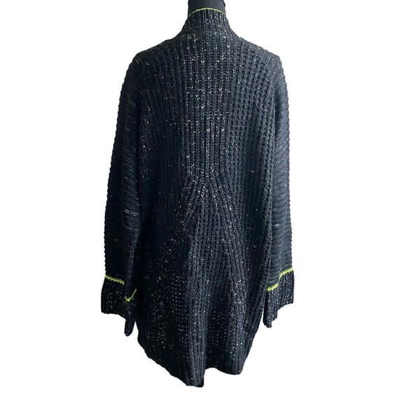 Express Chunky Knit Oversized Cardigan Women M/L Black Open Front Boho Lagenlook - Picture 2 of 7